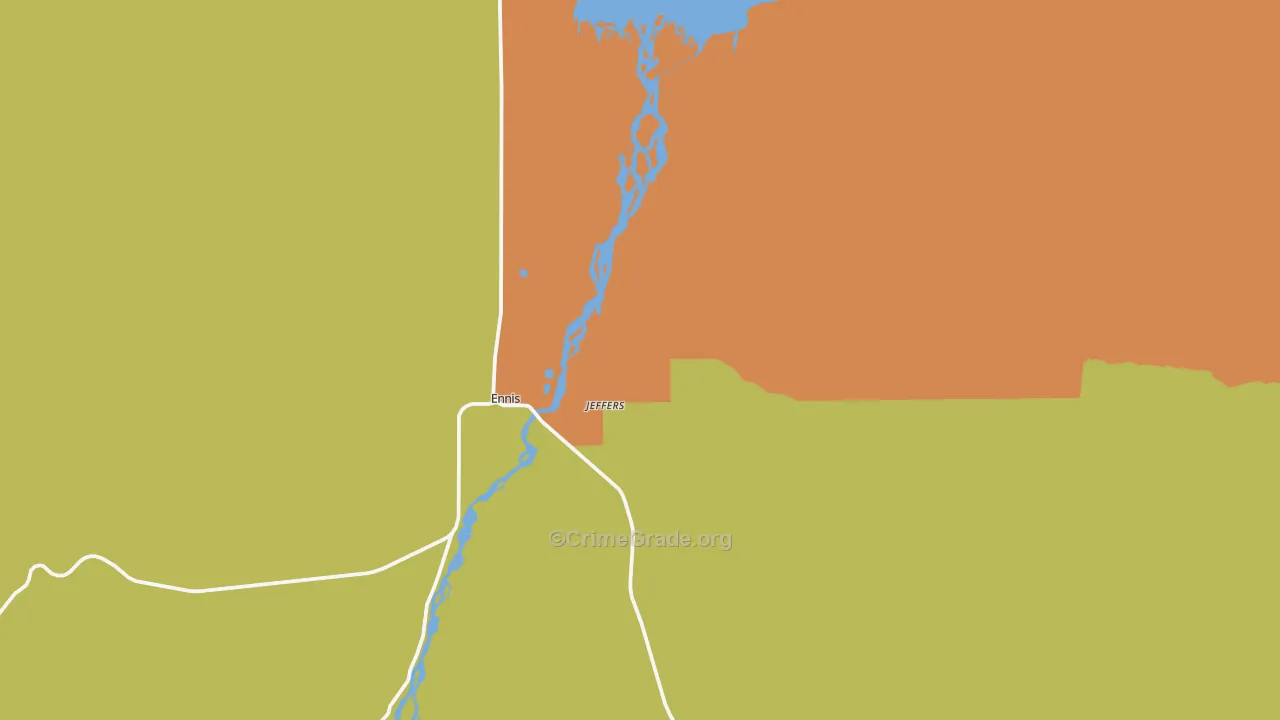 Jeffers, MT Map of Theft Rates