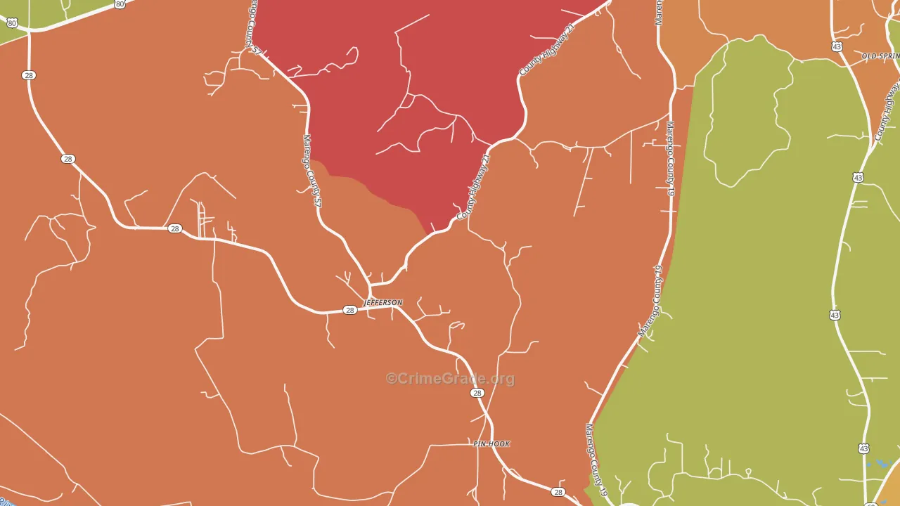 Jefferson, AL Map of Theft Rates