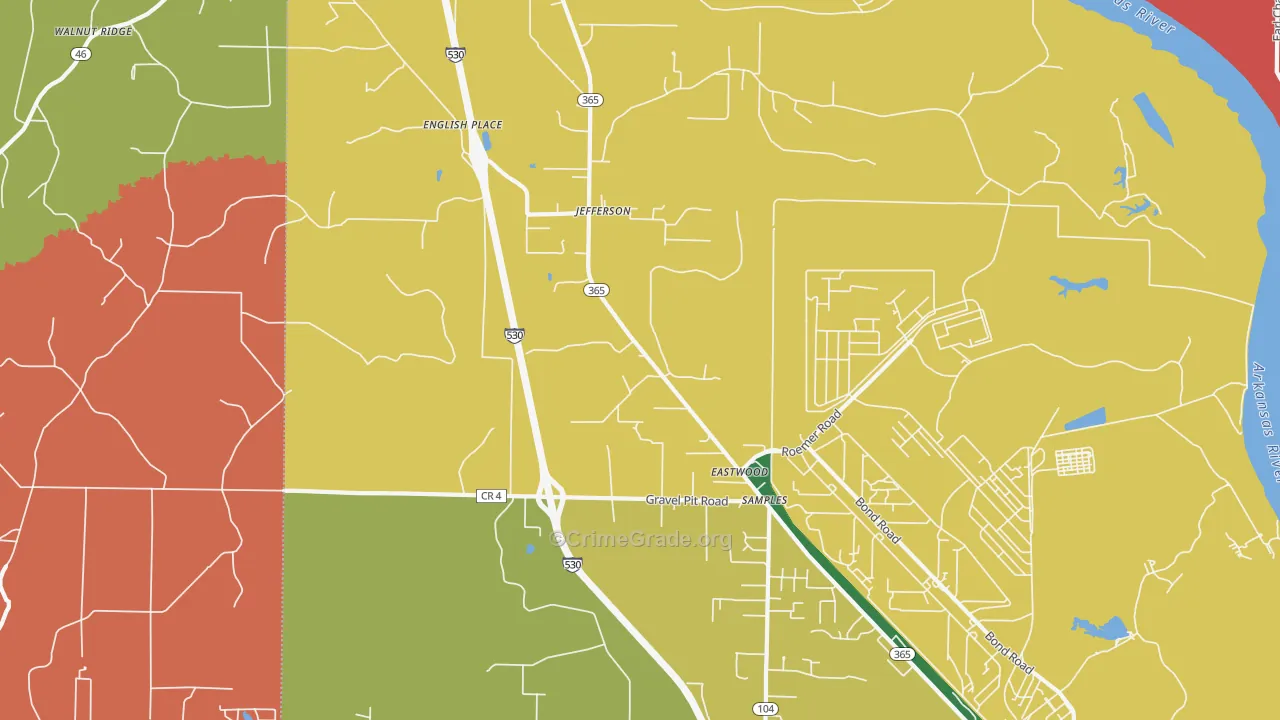 Jefferson, AR Map of Theft Rates