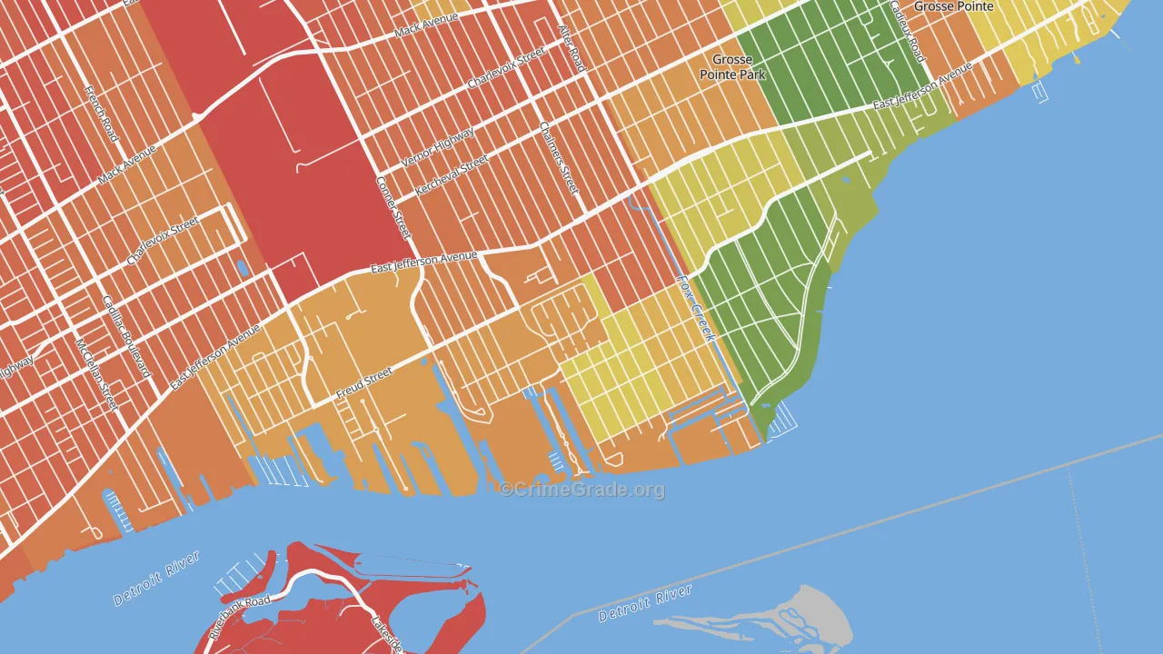 Jefferson Chalmers, Detroit, MI Map of Theft Rates