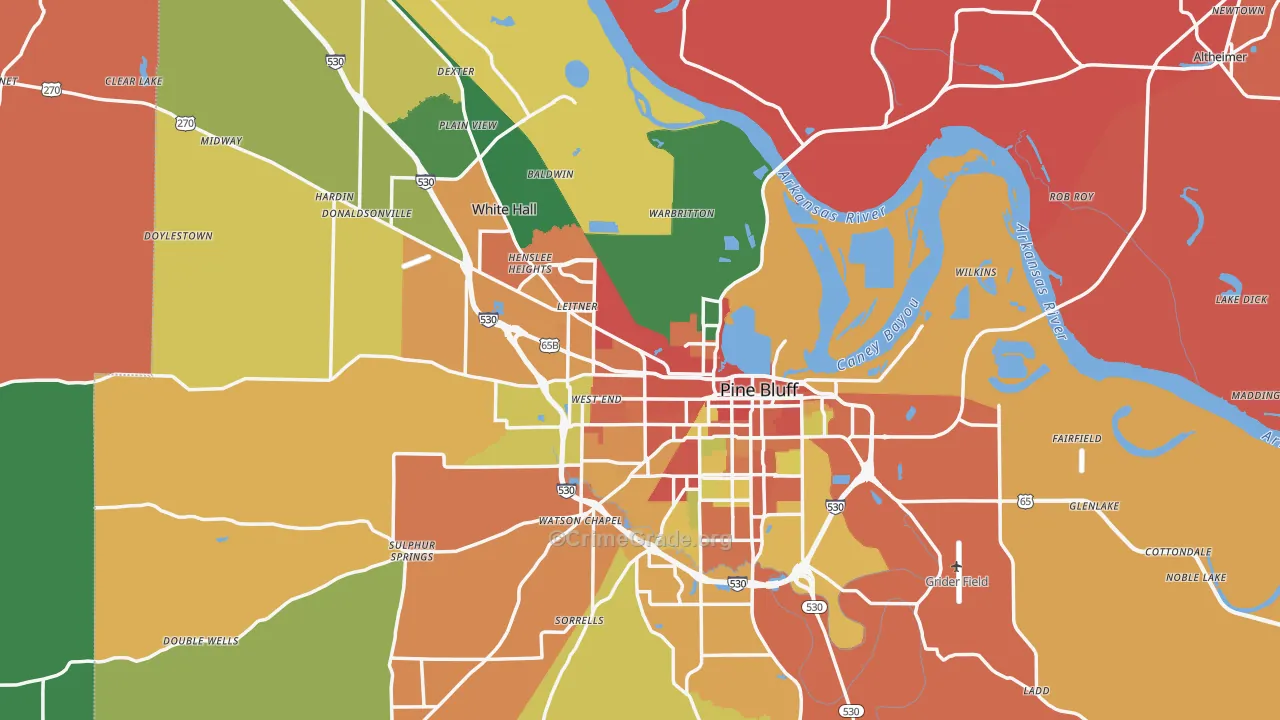 Jefferson County, AR Map of Theft Rates