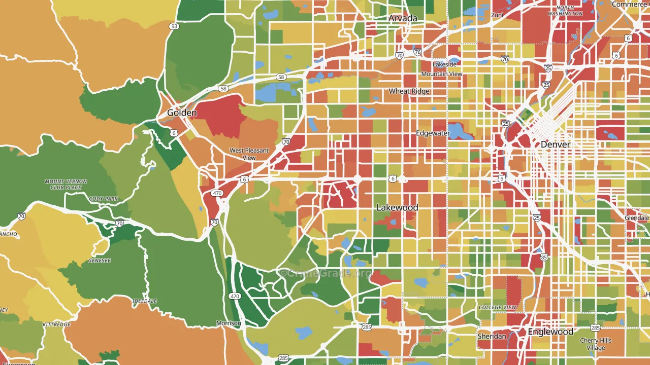Jefferson County, CO Map of Theft Rates