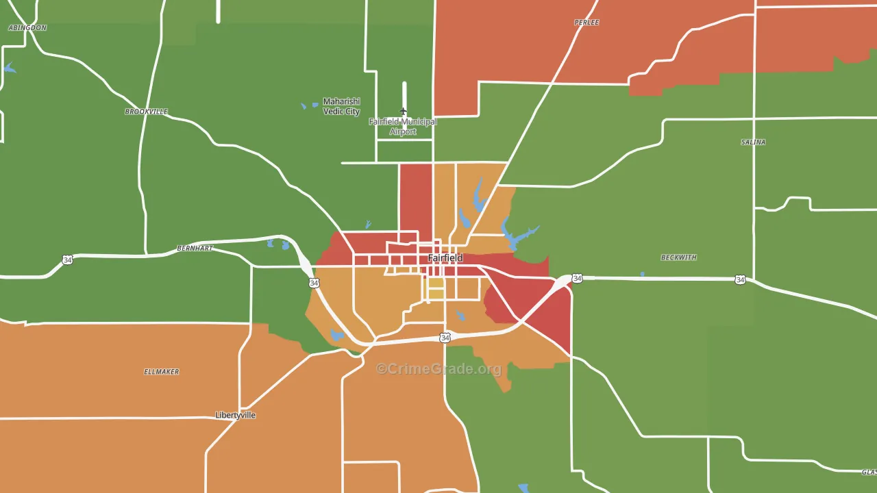 Jefferson County, IA Map of Theft Rates