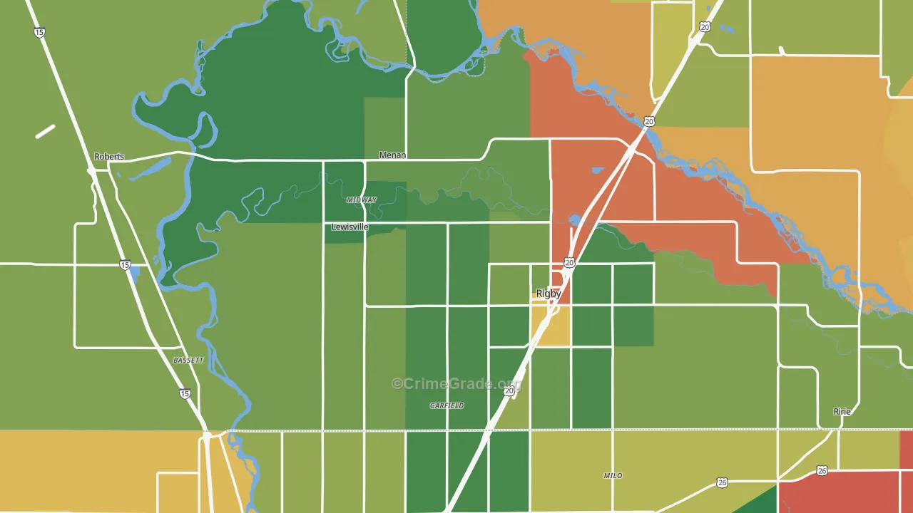 Jefferson County, ID Map of Theft Rates
