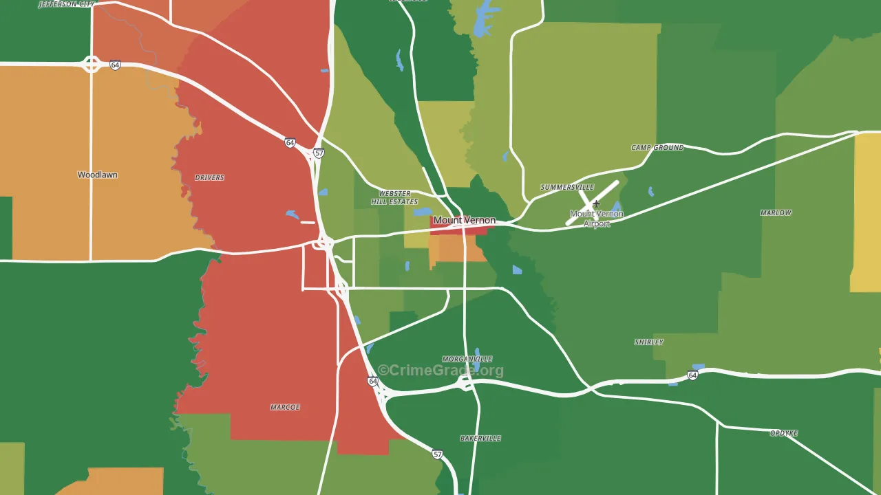 Jefferson County, IL Map of Theft Rates
