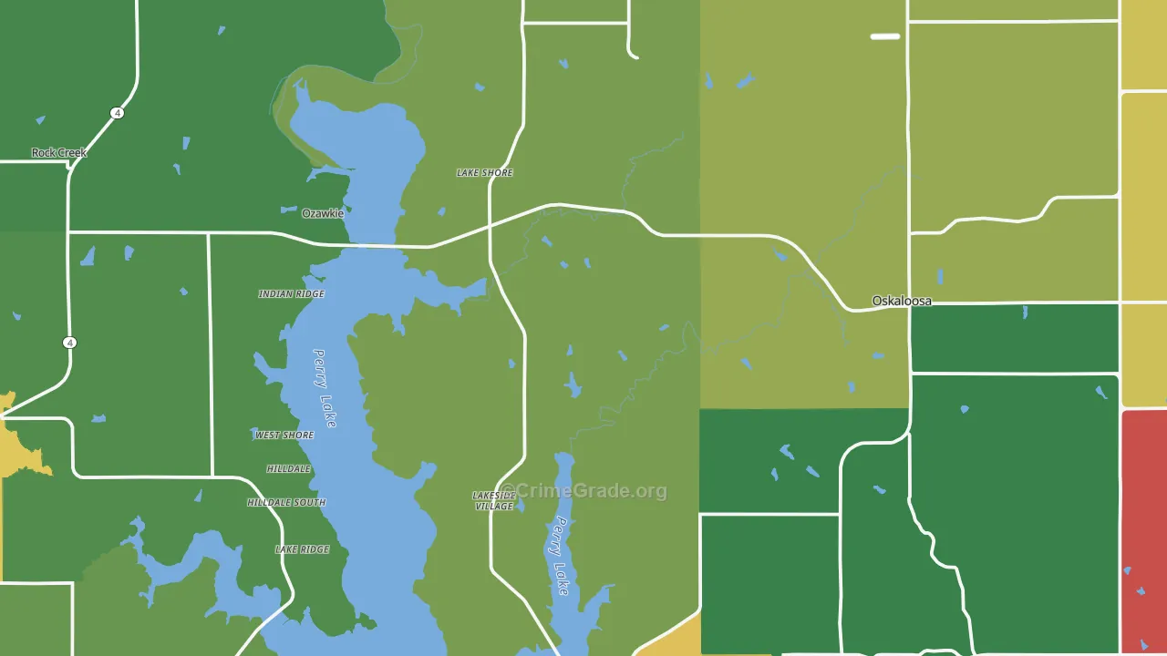 Jefferson County, KS Map of Theft Rates