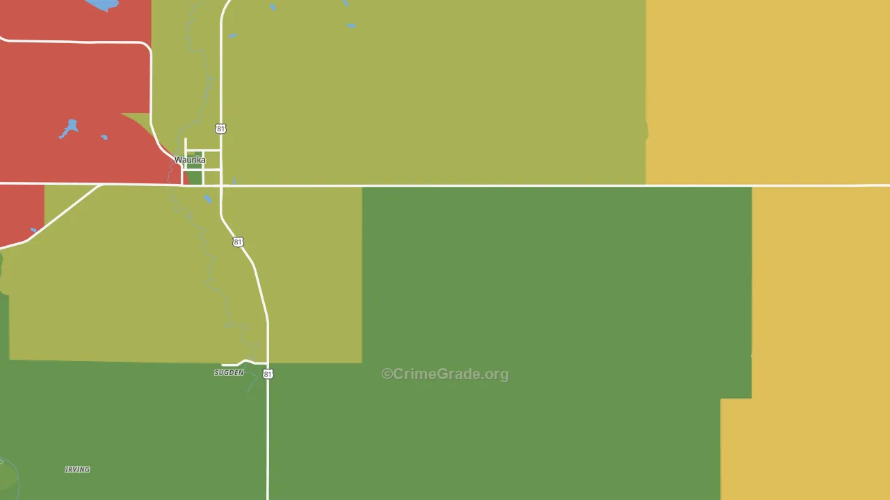 Jefferson County, OK Map of Theft Rates