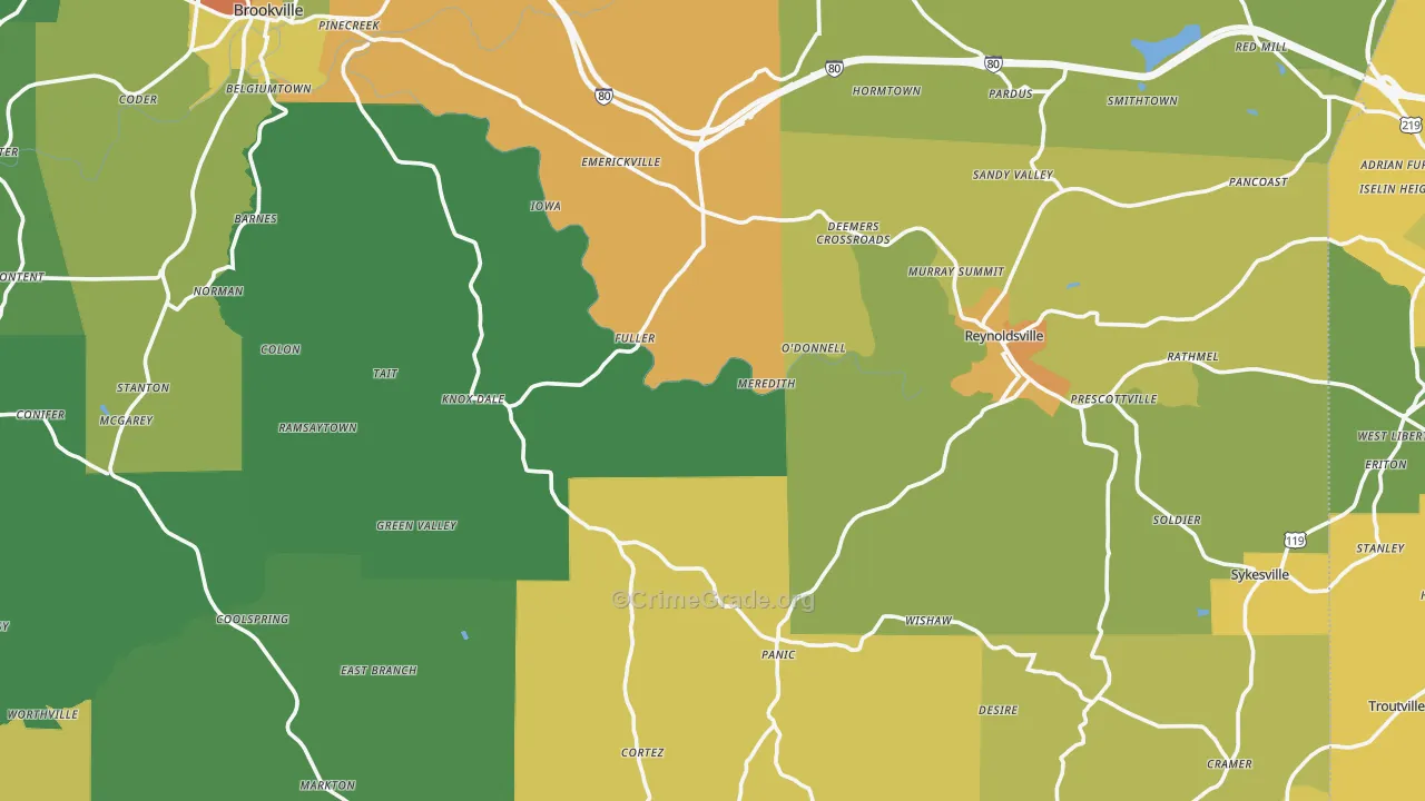 Jefferson County, PA Map of Theft Rates