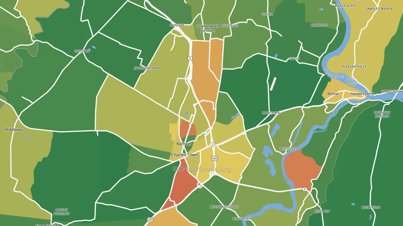 Jefferson County, WV Map of Theft Rates