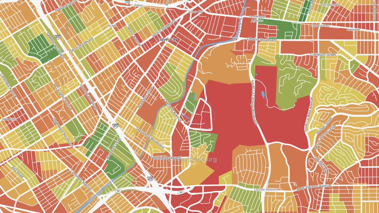 Jefferson, Culver City, CA Map of Theft Rates