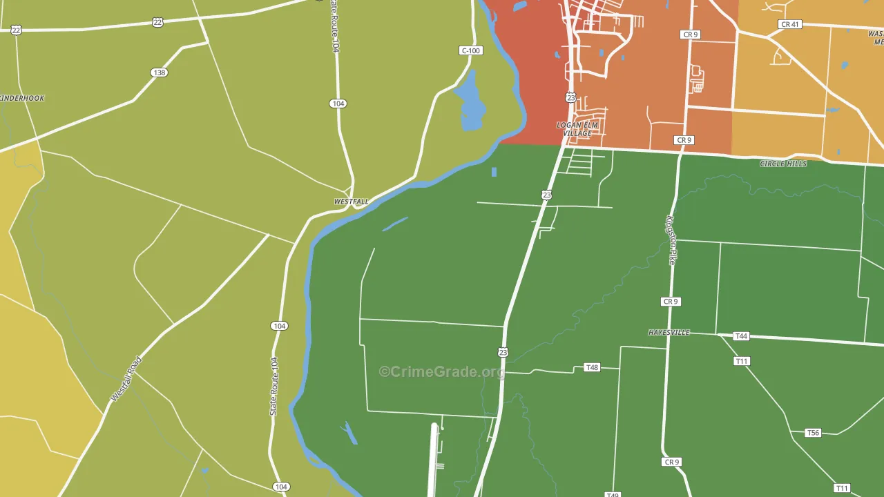Jefferson Estates, OH Map of Theft Rates
