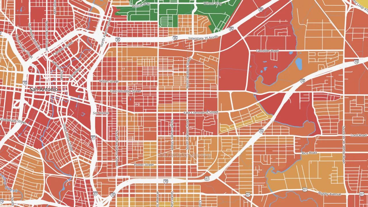 Jefferson Heights, San Antonio, TX Map of Theft Rates