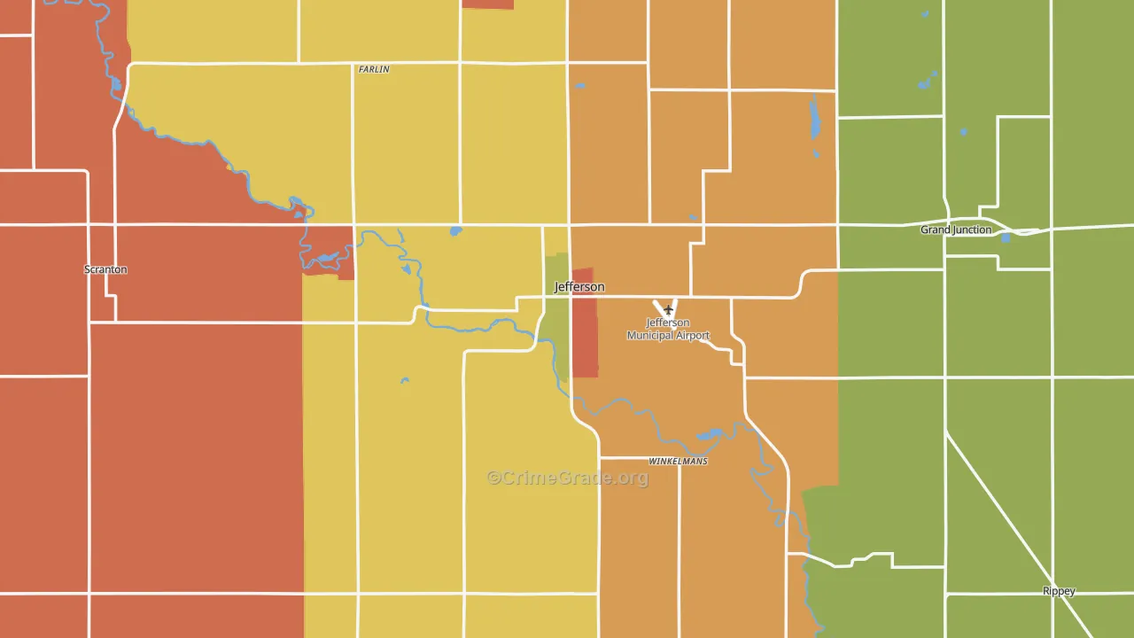 Jefferson, IA Map of Theft Rates