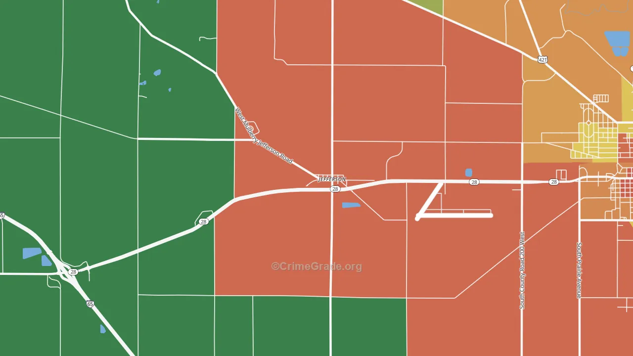 Jefferson, IN Map of Theft Rates