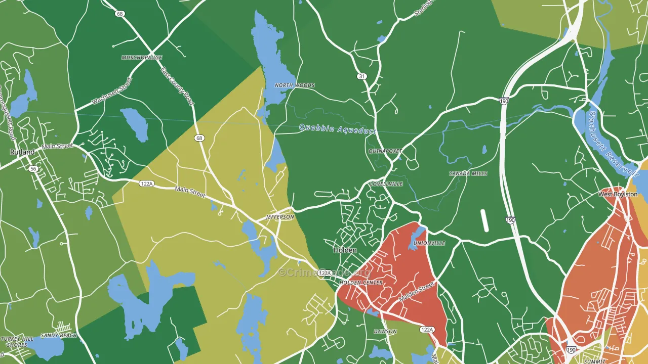 Jefferson, MA Map of Theft Rates
