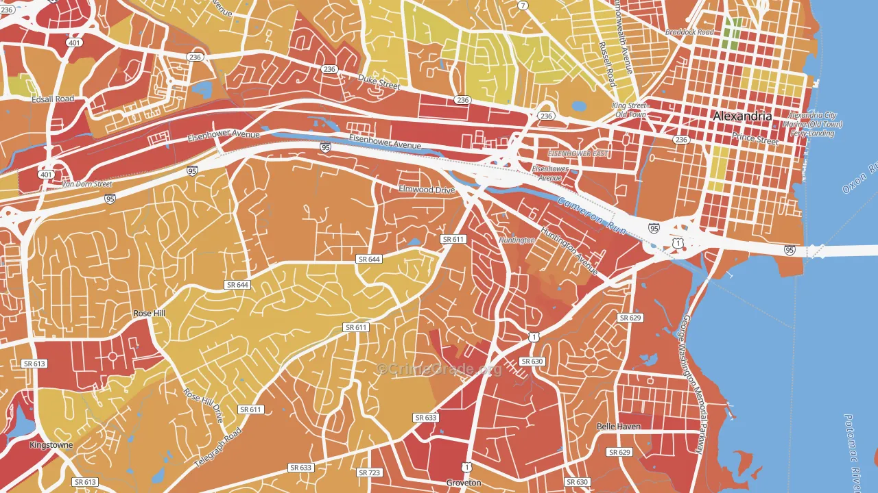 Jefferson Manor, VA Map of Theft Rates