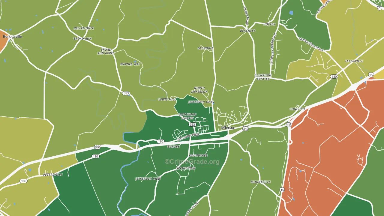 Jefferson, MD Map of Theft Rates