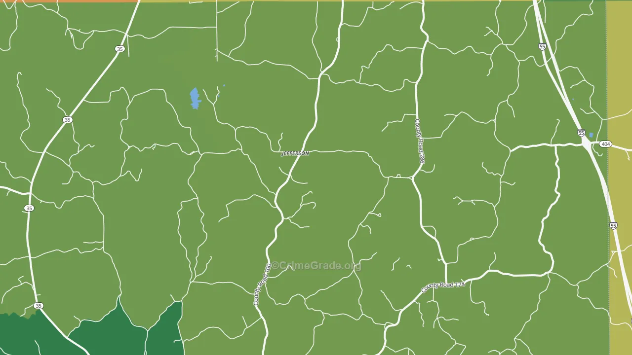 Jefferson, MS Map of Theft Rates