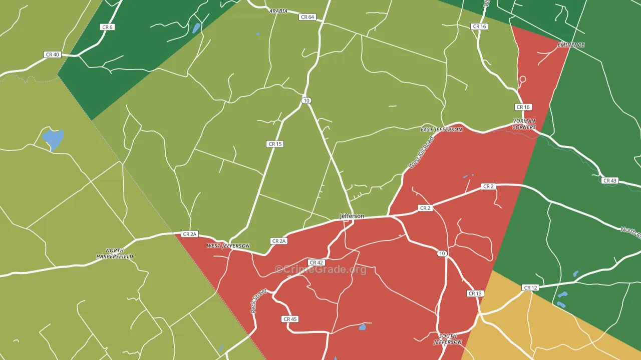 Jefferson, NY Map of Theft Rates