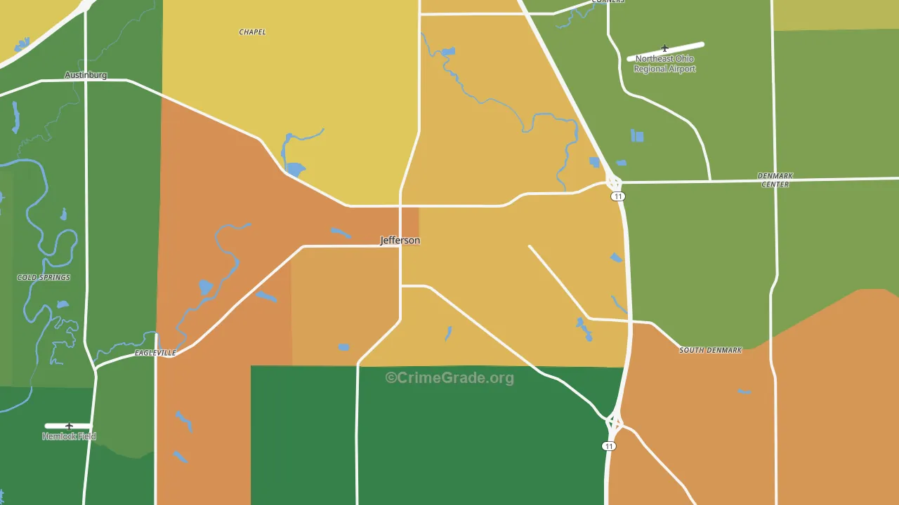 Jefferson, OH Map of Theft Rates