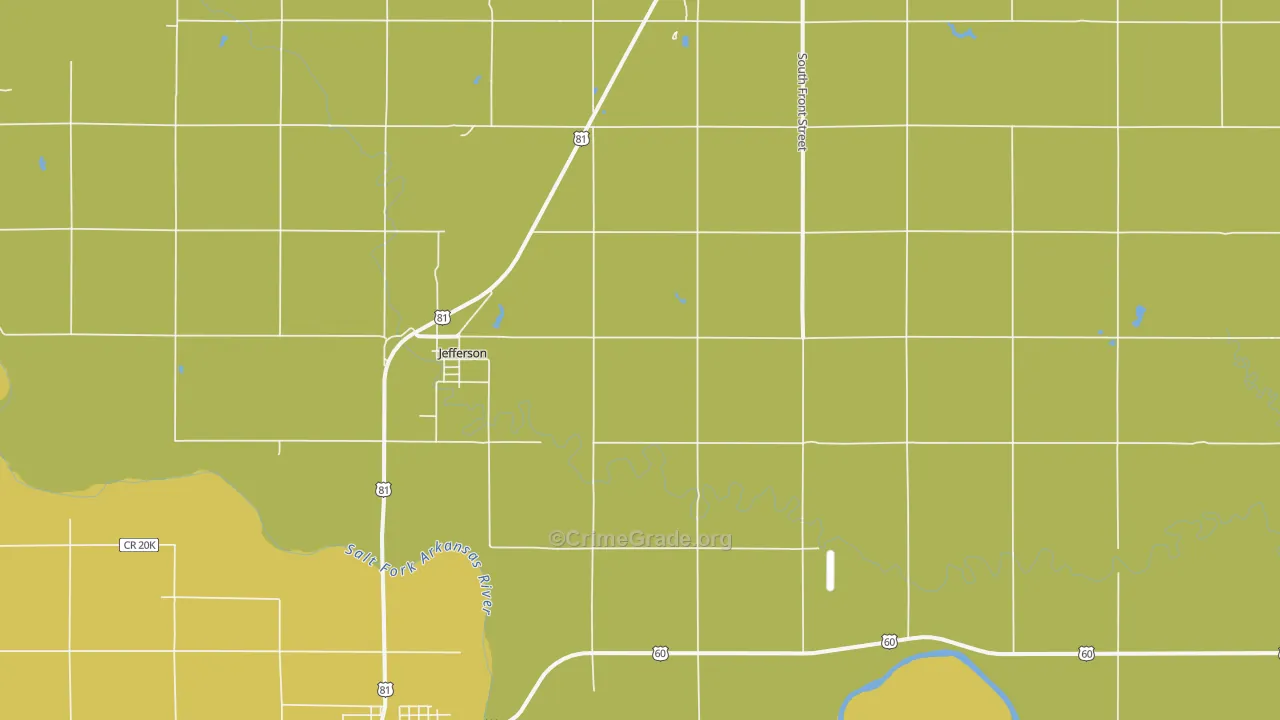 Jefferson, OK Map of Theft Rates