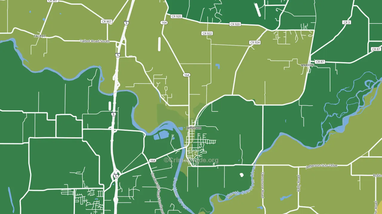 Jefferson, OR Map of Theft Rates