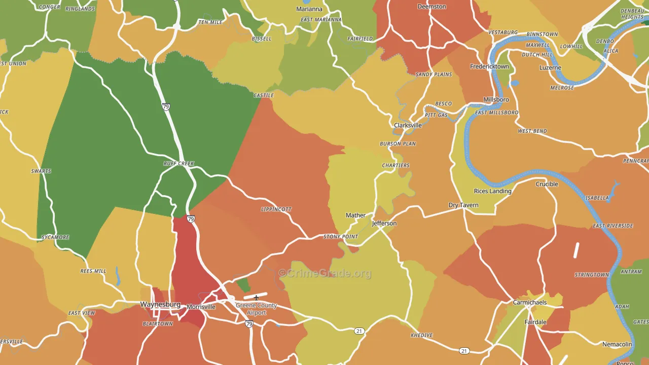 Jefferson, PA Map of Theft Rates