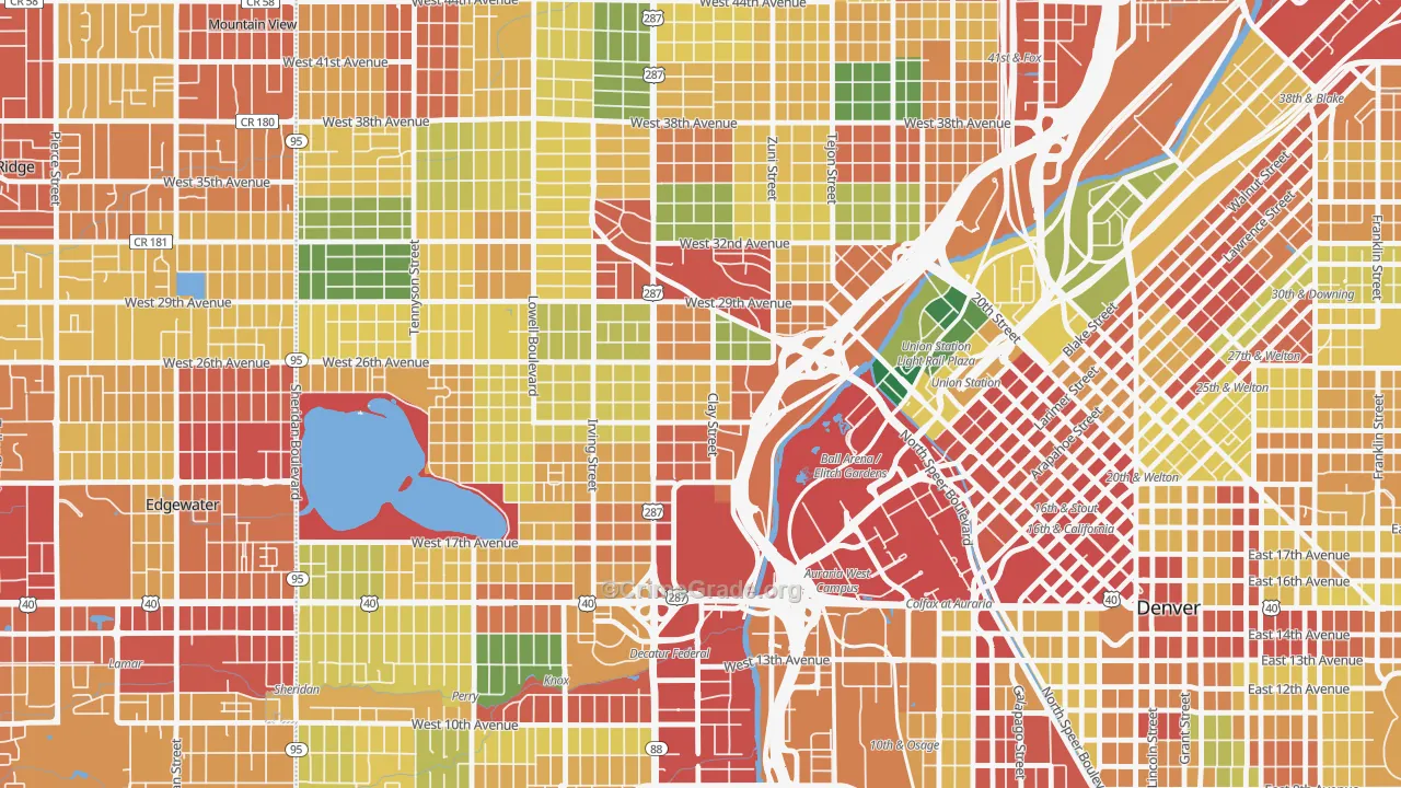Jefferson Park, Denver, CO Map of Theft Rates