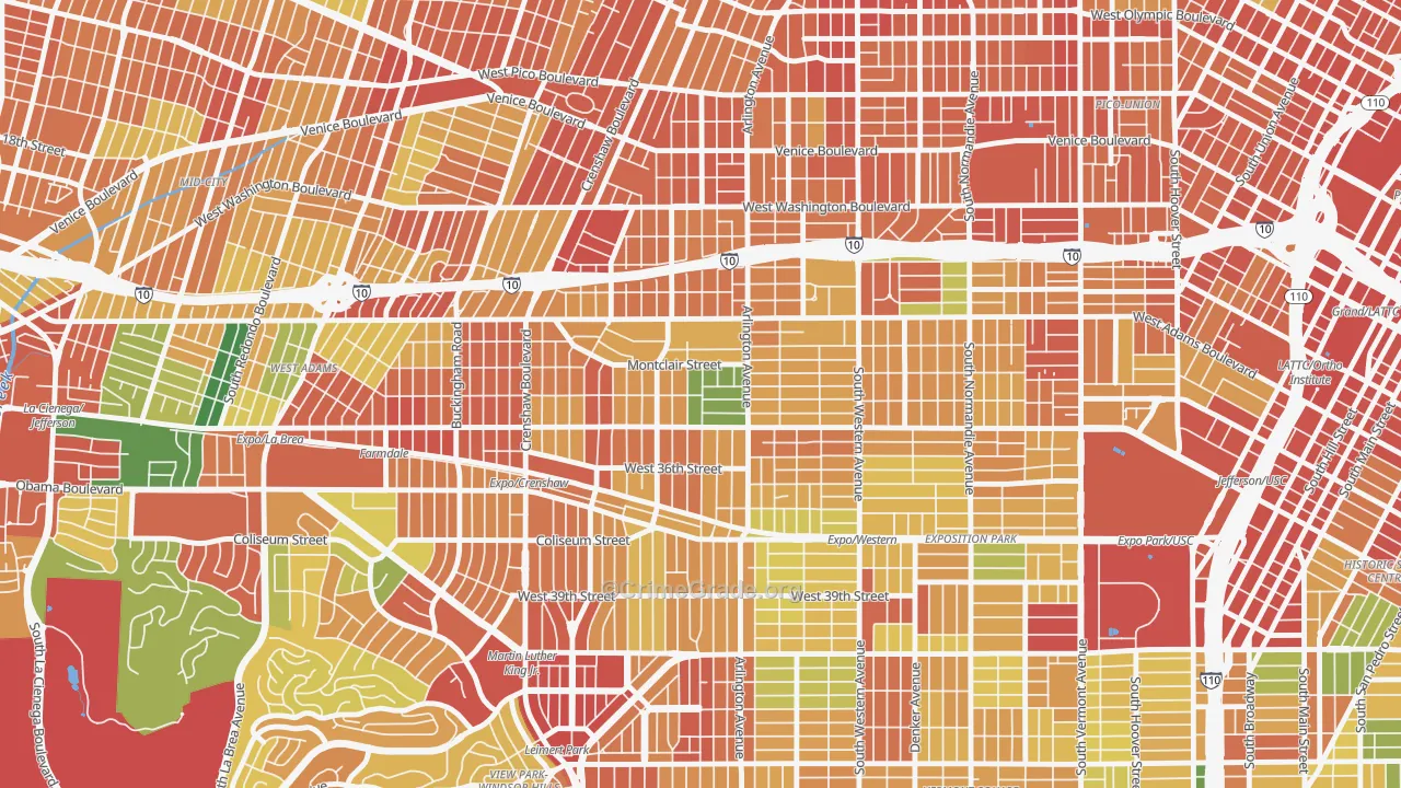 Jefferson Park, Los Angeles, CA Map of Theft Rates