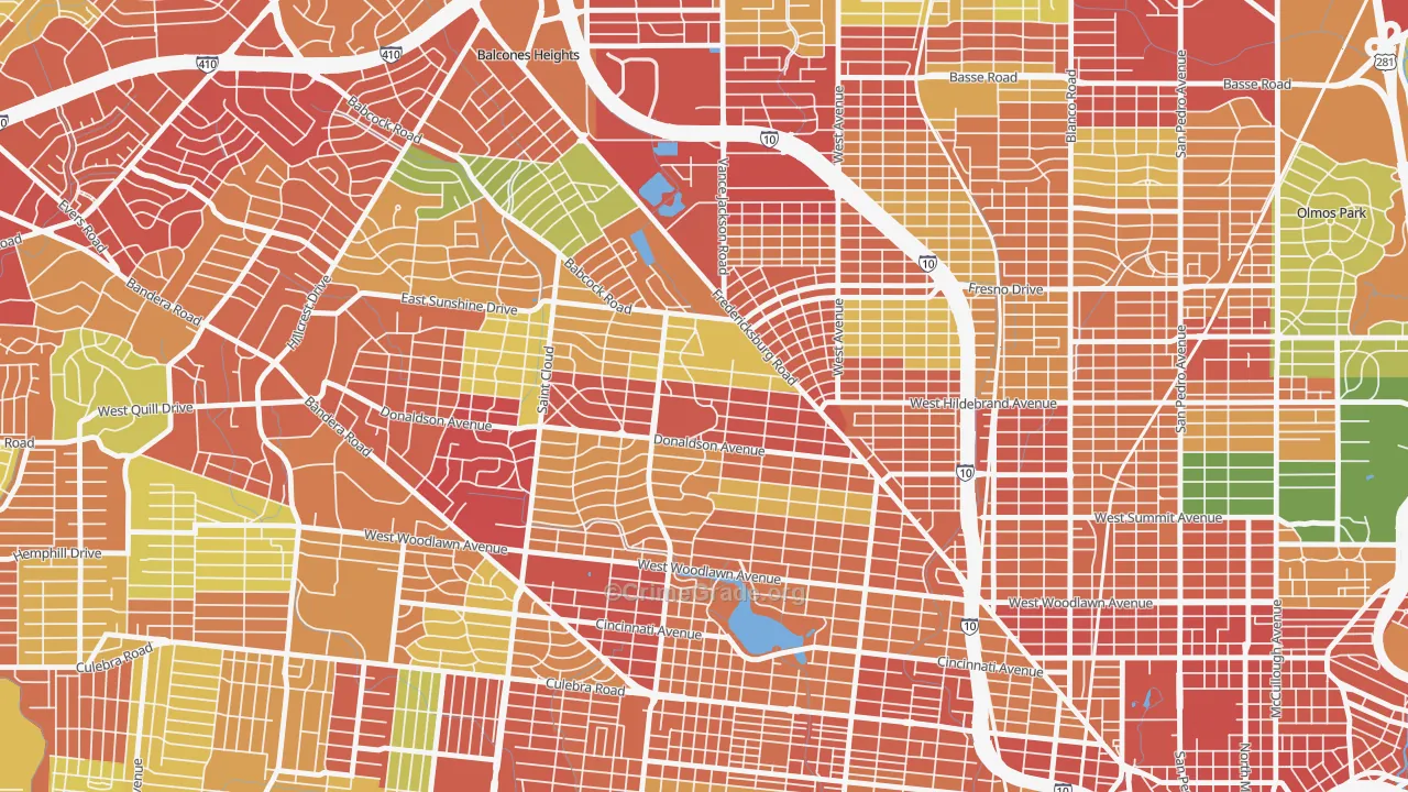Jefferson, San Antonio, TX Map of Theft Rates