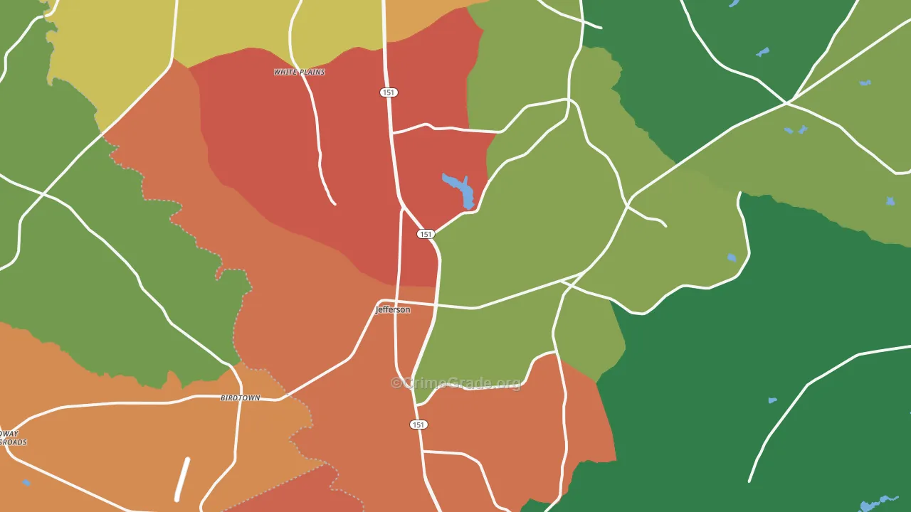 Jefferson, SC Map of Theft Rates