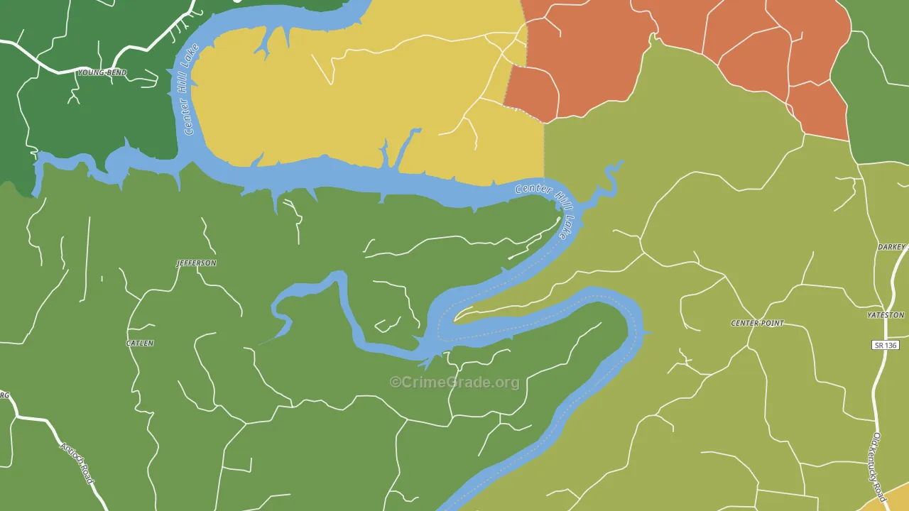 Jefferson, TN Map of Theft Rates