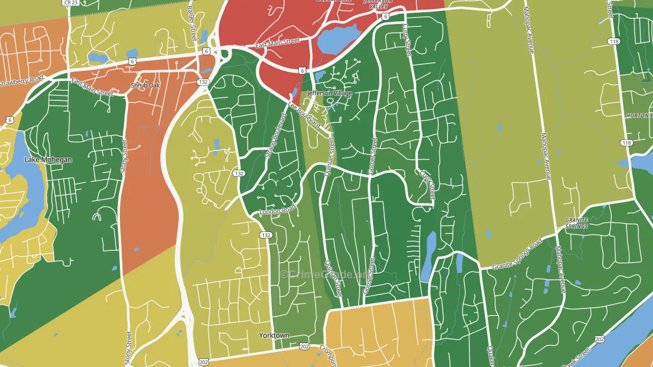 Jefferson Valley-Yorktown, NY Map of Theft Rates