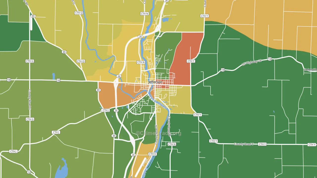Jefferson, WI Map of Theft Rates