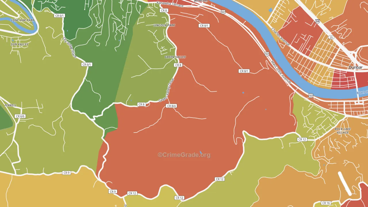 Jefferson, WV Map of Theft Rates