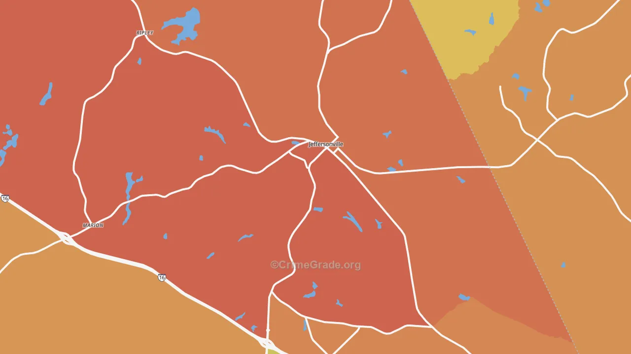 Jeffersonville, GA Map of Theft Rates