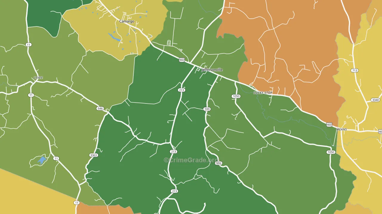 Jeffersonville, KY Map of Theft Rates