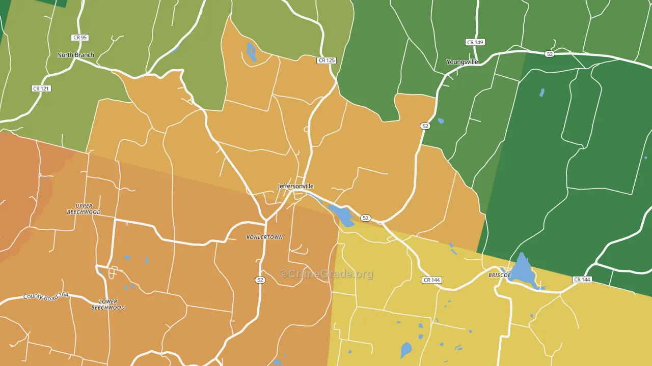 Jeffersonville, NY Map of Theft Rates