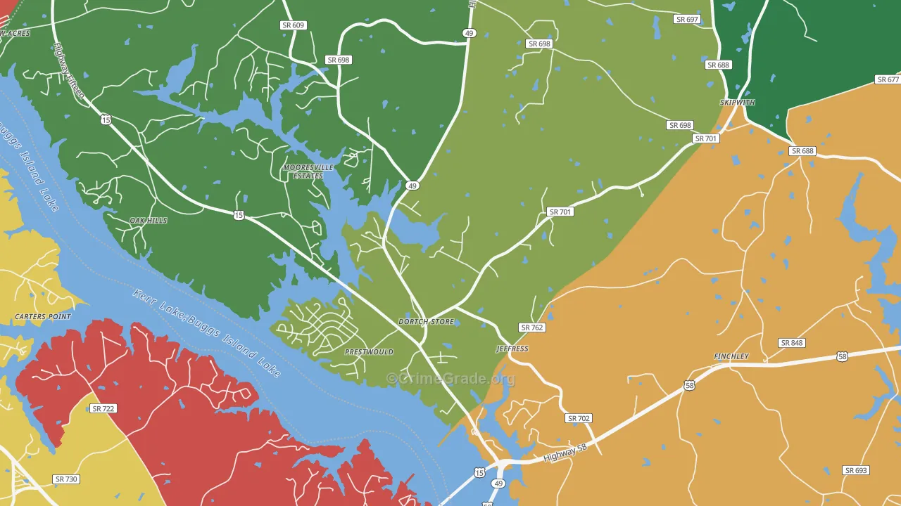 Jeffress, VA Map of Theft Rates