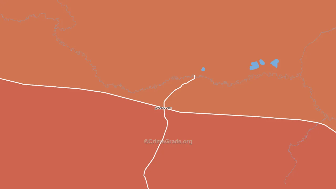 Jeffrey City, WY Map of Theft Rates