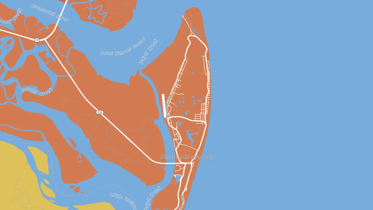 Jekyll Island, GA Map of Theft Rates