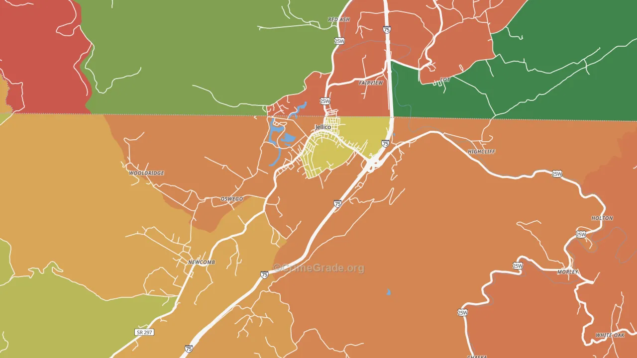 Jellico, TN Map of Theft Rates