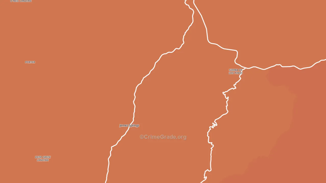 Jemez Springs, NM Map of Theft Rates
