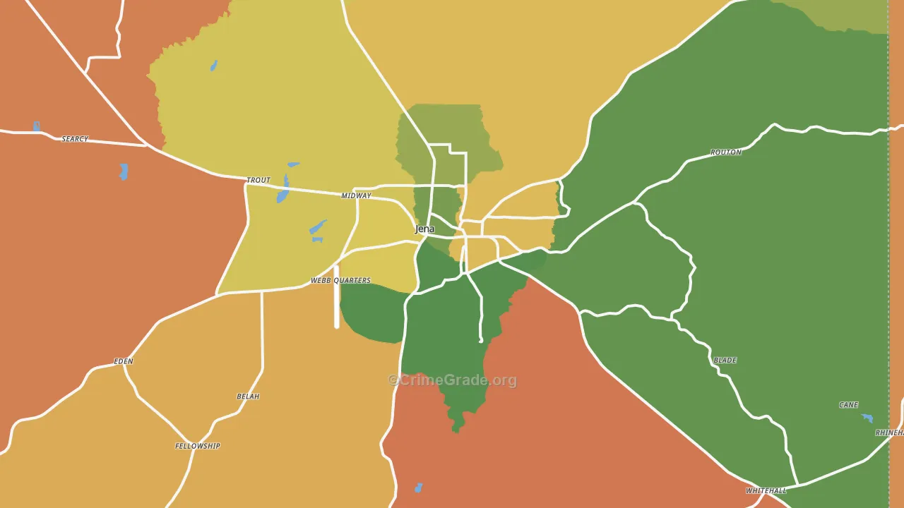 Jena, LA Map of Theft Rates