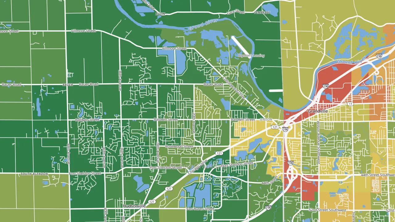 Jenison, MI Map of Theft Rates