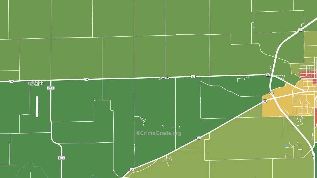 Jenkins, IL Map of Theft Rates