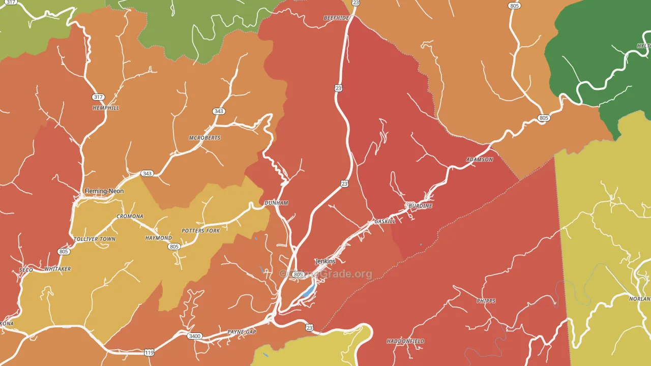 Jenkins, KY Map of Theft Rates