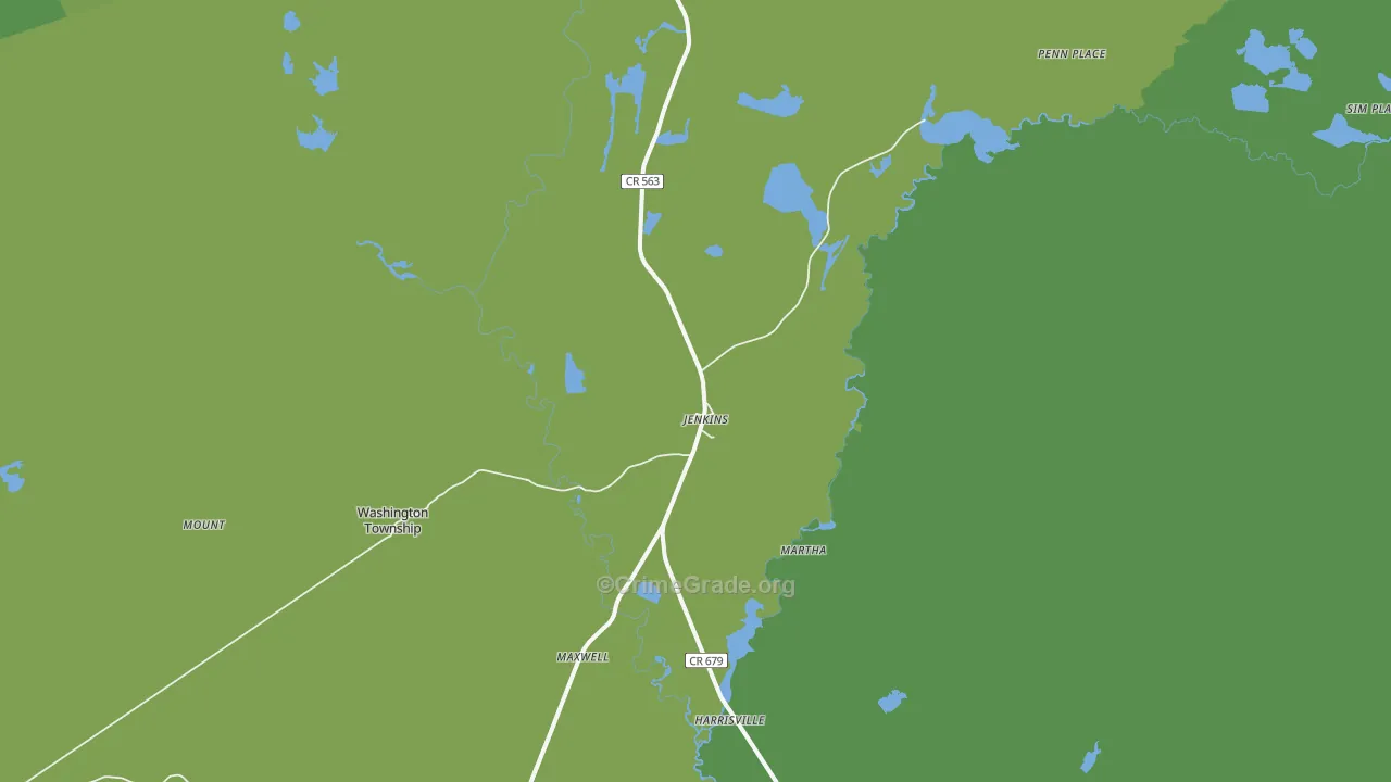 Jenkins, NJ Map of Theft Rates