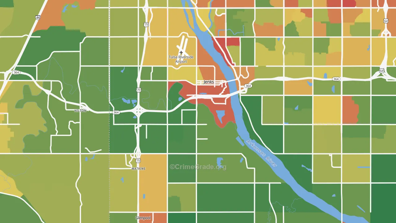 Jenks, OK Map of Theft Rates