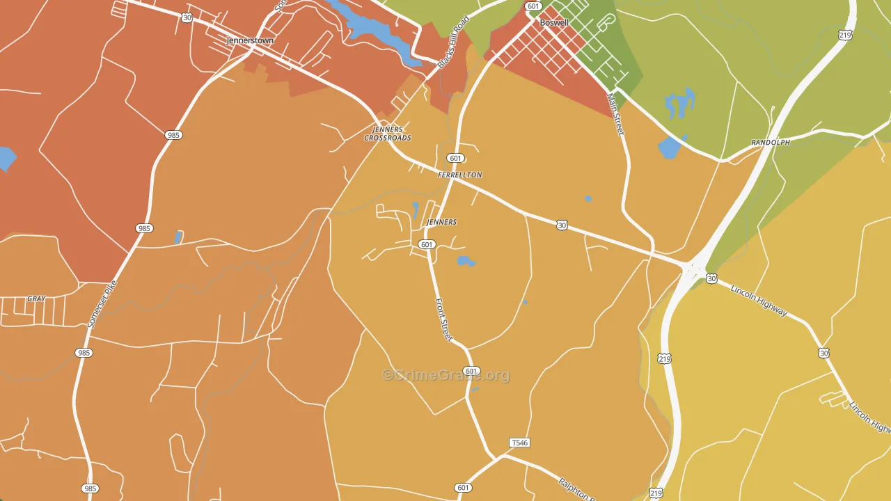 Jenners, PA Map of Theft Rates